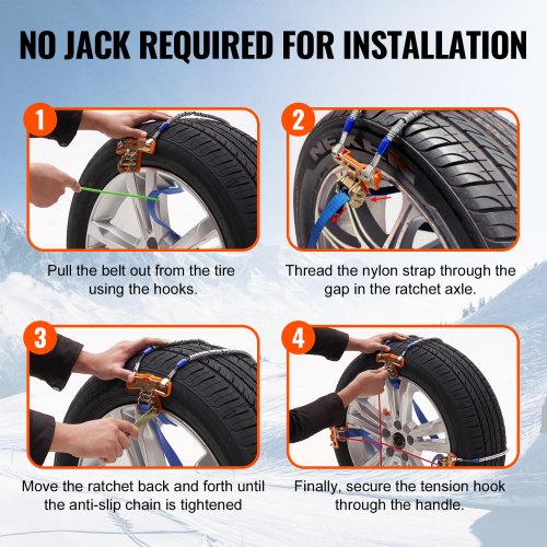 8 PCS Snow Chains Tire Traction Wheel Chains for Tire Width 92112