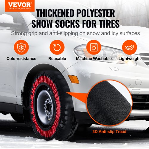 Thickened Snow Socks for Tires Polyester Fiber Tire Socks with Elastic