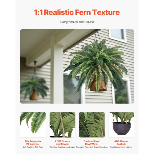 Artificial Ferns Natural Spread Diameter 3741 Inch Large Hanging Fake