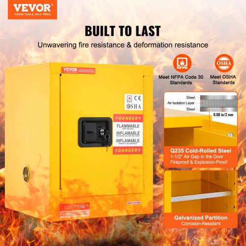 169 x 169 x 22 Flammable Cabinet Galvanized Steel Safety Cabinet
