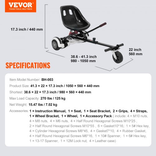 Hoverboard Seat Attachment for 65 8 85 10 Hoverboards Dual Shock