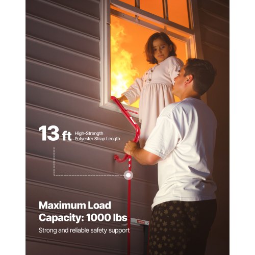 Fire Escape Ladder 2Story 13FT Retractable Emergency Fire Ladder
