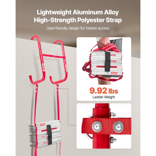 Fire Escape Ladder 2Story 13FT Retractable Emergency Fire Ladder