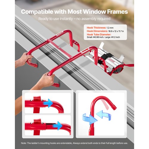 Fire Escape Ladder 3Story 25FT Retractable Emergency Safety Fire Ladder