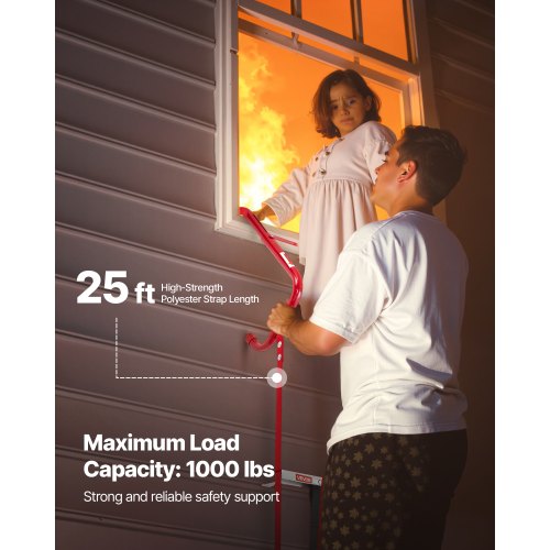 Fire Escape Ladder 3Story 25FT Retractable Emergency Safety Fire Ladder