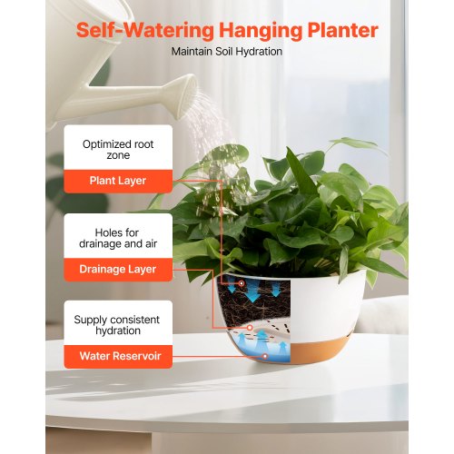 Hanging Planters 10 Inch SelfWatering Hanging Planter 2 Pack Flower Pots