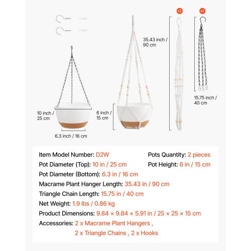 Hanging Planters 10 Inch SelfWatering Hanging Planter 2 Pack Flower Pots