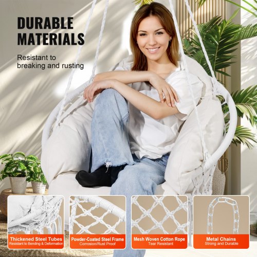 Hanging Hammock Swing Chair Macramé Hanging Chair with Cushion and Mounting