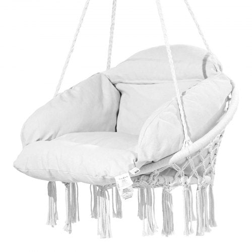 Hanging Hammock Swing Chair Macramé Hanging Chair with Cushion and Mounting