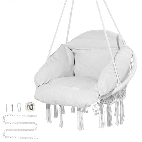 Hanging Hammock Swing Chair Macramé Hanging Chair with Cushion and Mounting