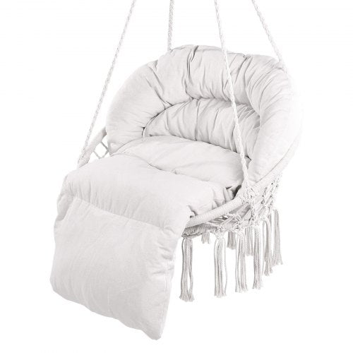 Hanging Hammock Swing Chair 330 Lbs Capacity Macramé Hanging Chair with Cushion
