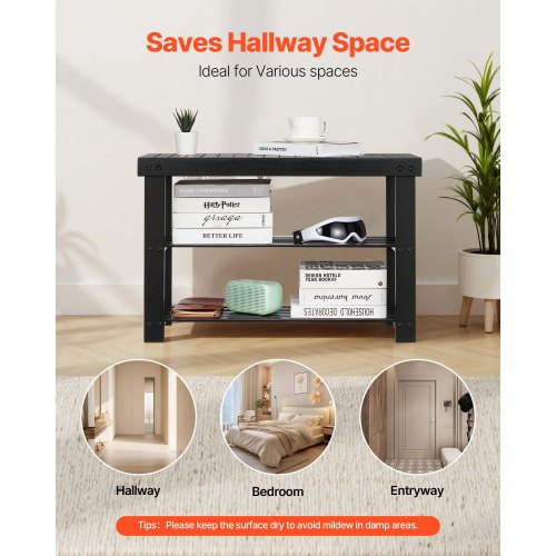 Shoe Rack Bench 3Tier Bamboo Entryway Bench Shoe Storage Organizer Holds