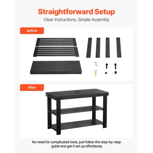 Shoe Rack Bench 3Tier Bamboo Entryway Bench Shoe Storage Organizer Holds