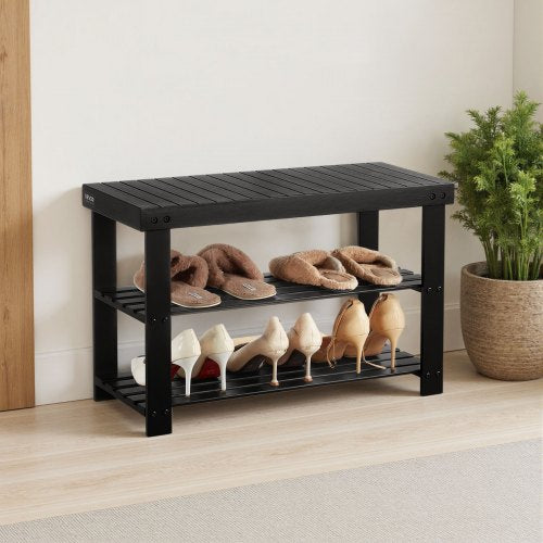 Shoe Rack Bench 3Tier Bamboo Entryway Bench Shoe Storage Organizer Holds