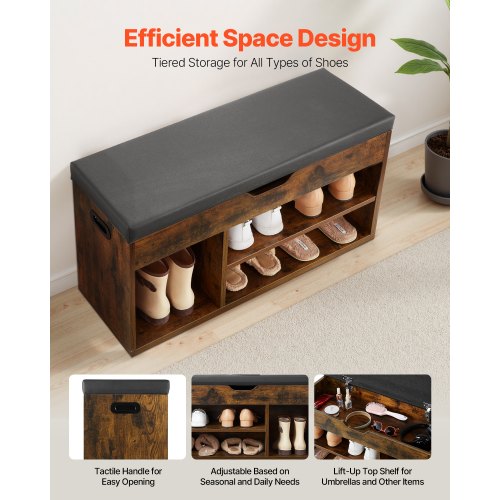 Entryway Shoe Bench 317 x 120 x 17.5 Inch Shoe Storage Organizer with Lift Top