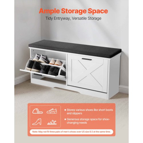 Entryway Shoe Storage Bench 394 x 120 x 18.7 Inch Shoe Organizer with Flip