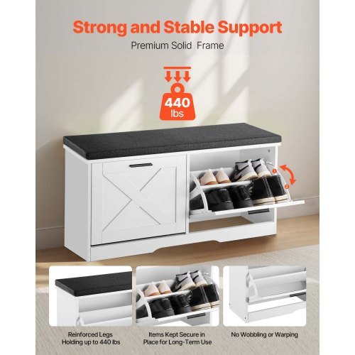 Entryway Shoe Storage Bench 394 x 120 x 18.7 Inch Shoe Organizer with Flip