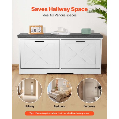 Entryway Shoe Storage Bench 394 x 120 x 18.7 Inch Shoe Organizer with Flip