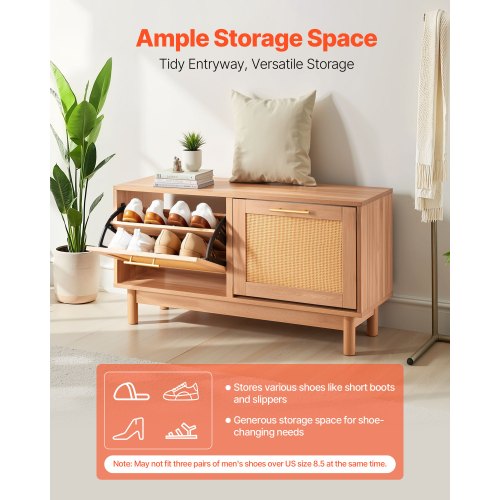 Entryway Shoe Bench 394 x 118 x 20.9 Inch RattanLike Shoes Bench with 2