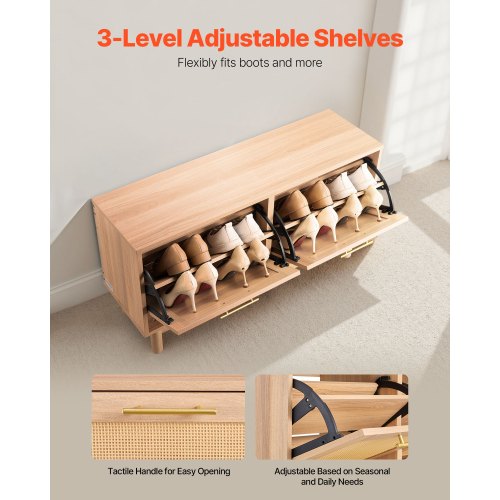 Entryway Shoe Bench 394 x 118 x 20.9 Inch RattanLike Shoes Bench with 2