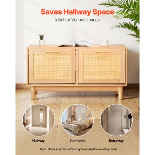 Entryway Shoe Bench 394 x 118 x 20.9 Inch RattanLike Shoes Bench with 2