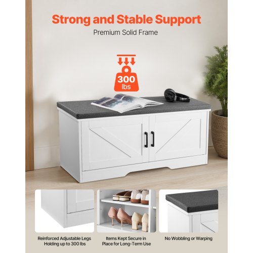 Shoe Storage Bench 394 x 140 x 18.1 Inch Shoe Organizer with Padded Seat