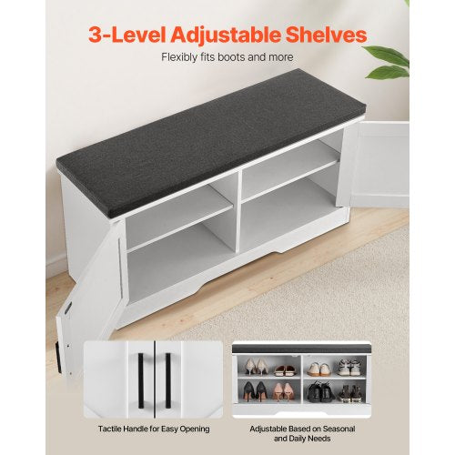 Shoe Storage Bench 394 x 140 x 18.1 Inch Shoe Organizer with Padded Seat