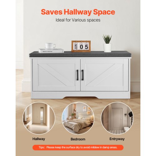 Shoe Storage Bench 394 x 140 x 18.1 Inch Shoe Organizer with Padded Seat