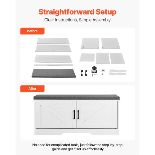 Shoe Storage Bench 394 x 140 x 18.1 Inch Shoe Organizer with Padded Seat