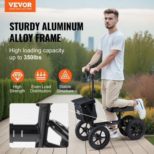Folding Knee Scooter Aluminum Steerable Knee Walker with HeightAdjustable