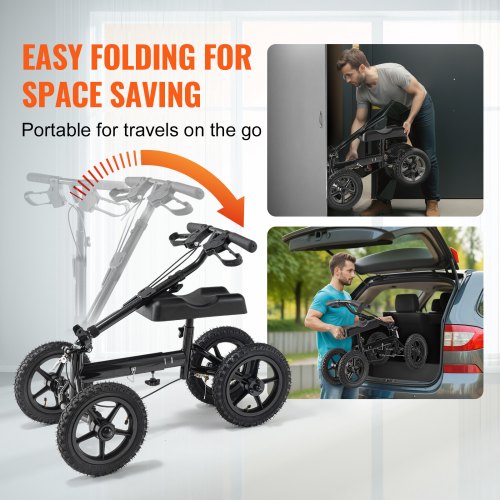 Folding Knee Scooter Aluminum Steerable Knee Walker with HeightAdjustable