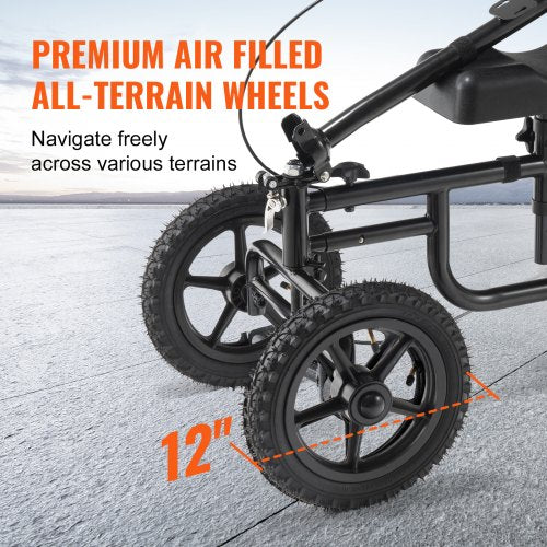 Folding Knee Scooter Carbon Steel Steerable Knee Walker with HeightAdjustable