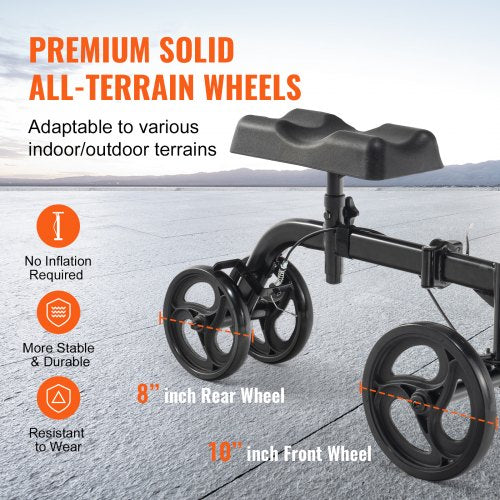 Folding Knee Scooter Carbon Steel Steerable Knee Walker with HeightAdjustable 1