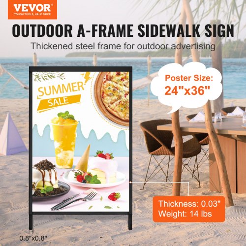 A Frame Sidewalk Sign 24x36 Inch Heavy Duty Slidein Signboard Holder