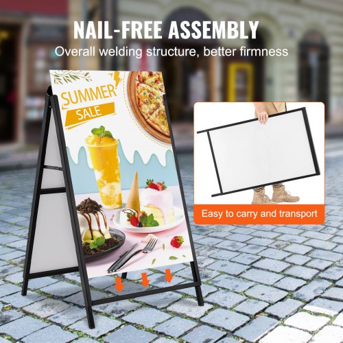 A Frame Sidewalk Sign 24x36 Inch Heavy Duty Slidein Signboard Holder