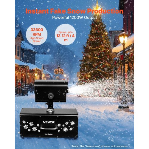 Snow Machine 1200W 90° Shaking Head Snow Maker with Wireless Remote