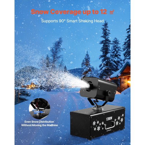 Snow Machine 1200W 90° Shaking Head Snow Maker with Wireless Remote