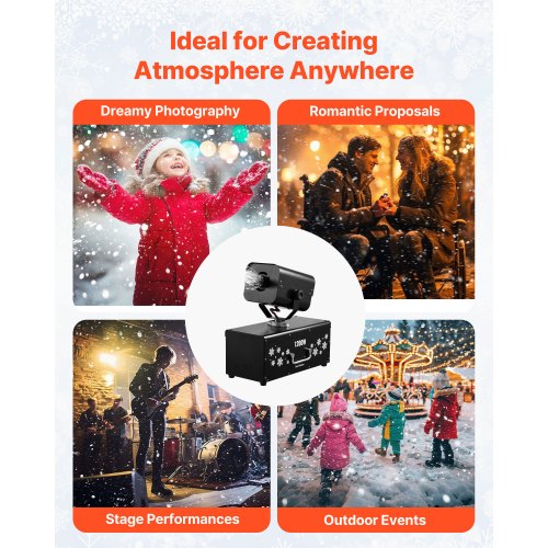 Snow Machine 1200W 90° Shaking Head Snow Maker with Wireless Remote