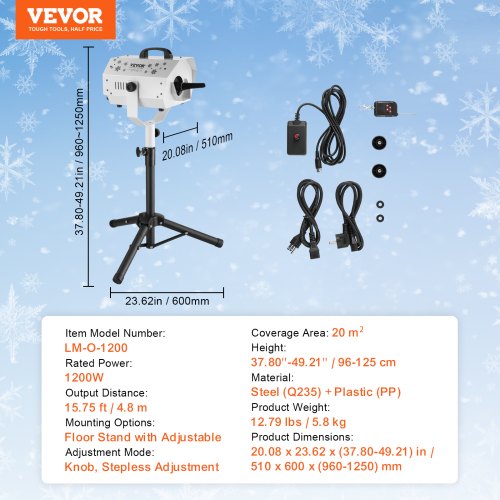 Snow Machine 1200W Snow Making Machine with Height Adjustable Stand