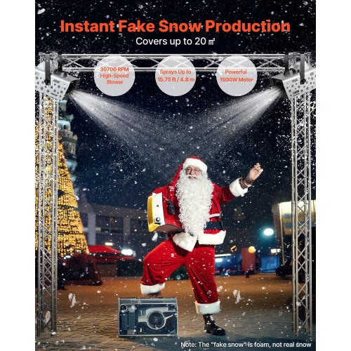 Snow Machine 1500W HandheldHanging Snow Maker By Wireless Remote Control