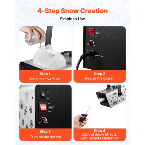 Snow Machine 1500W HandheldHanging Snow Maker By Wireless Remote Control
