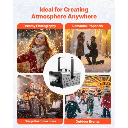 Snow Machine 1500W HandheldHanging Snow Maker By Wireless Remote Control
