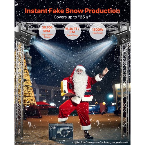 1500W Snow Machine with RGB DMX512 Signal Control 9 LED Lights Wireless