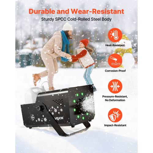 1500W Snow Machine with RGB DMX512 Signal Control 9 LED Lights Wireless