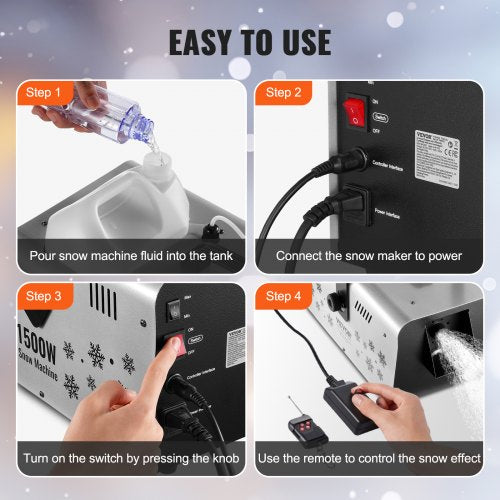 Snow Machine 1500W Wireless Remote Handheld Hanging Snow Making Machine