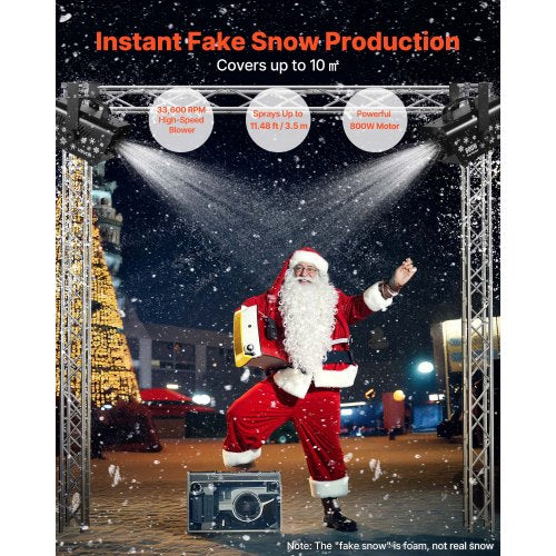Snow Machine 800W HandheldHanging Snow Maker Portable Wireless Remote