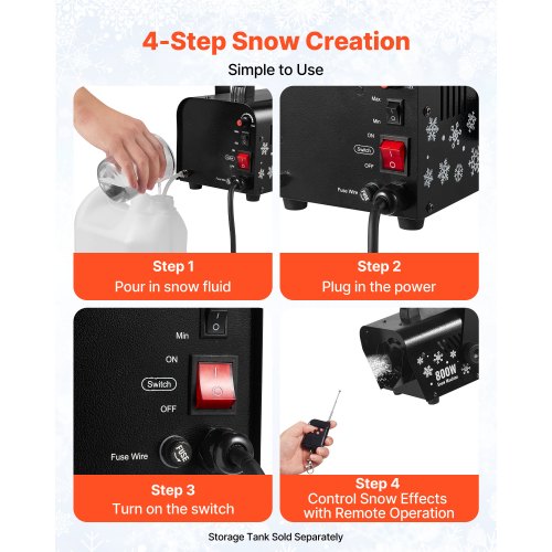 Snow Machine 800W HandheldHanging Snow Maker Portable Wireless Remote