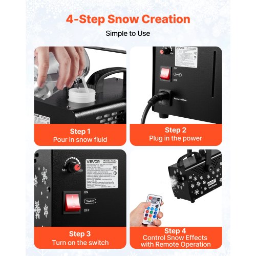 900W Snow Machine with 9 LED RGB Lights 12 LED Lighting Colors and Wireless