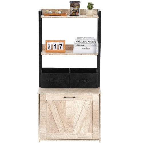 Cat Litter Box Enclosure Hidden Litter Box Furniture with 2 Storage Shelves