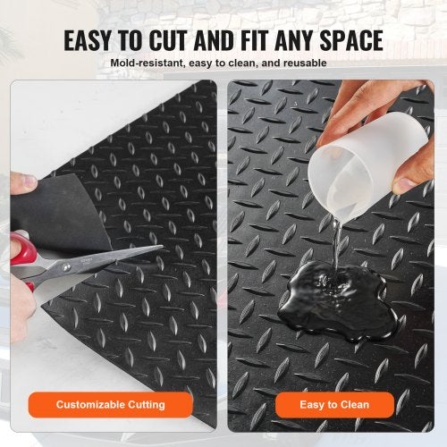 DiamondPlate Rubber Flooring Roll 3 mm x 4 ft x 8 ft Garage Floor Mat SBR